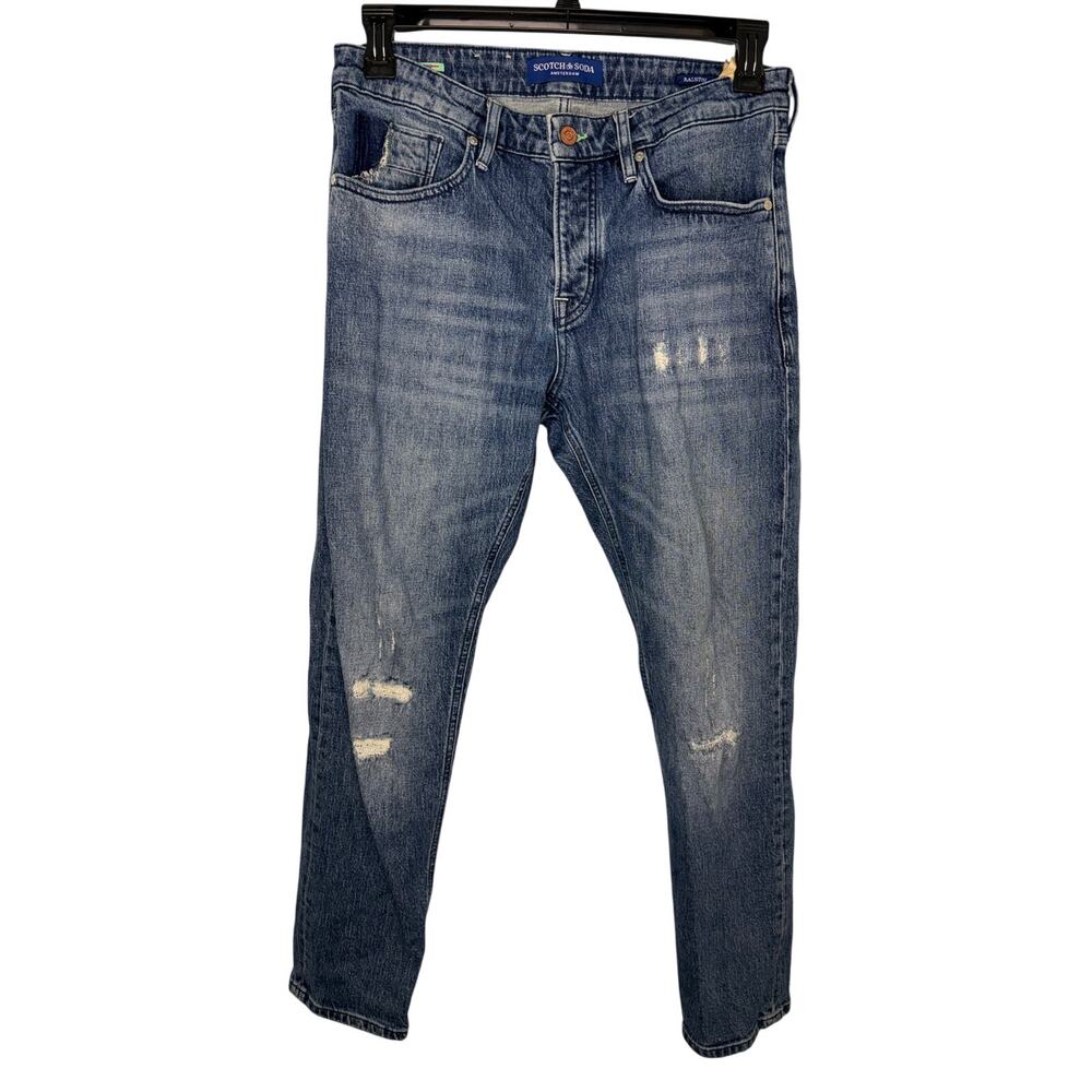 Scotch & Soda Ralston Regular Slim Fit Size 33x30 Button Fly Distressed Jeans